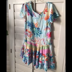Vintage Jams World Floral Hattie Dress Light Blue (X-SMALL)